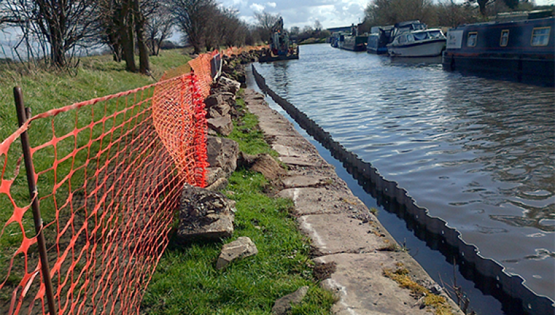 Trench sheets provide edge protection to canal